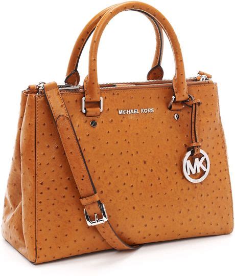 michael michael kors handbag bedford ostrich tote brown|Michael Kors.